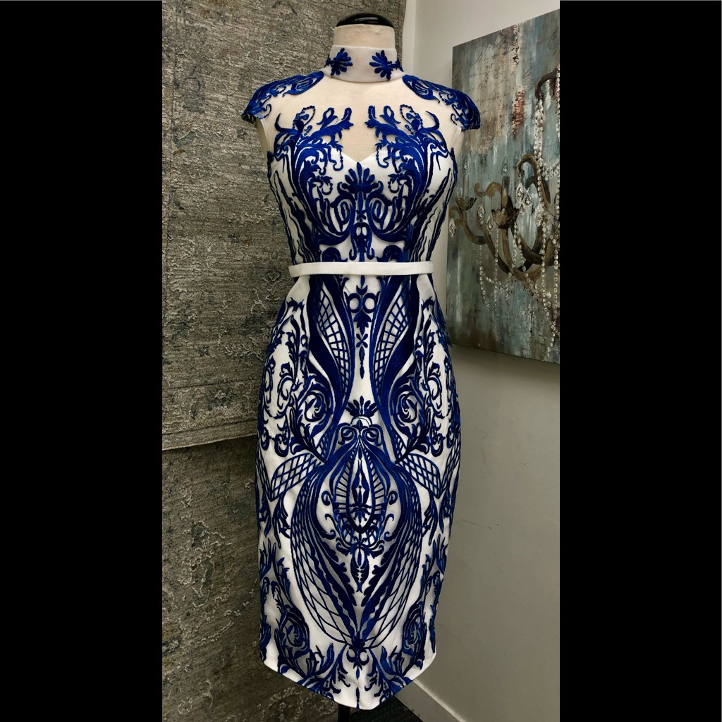 Bariano Structured Embroidery Gown